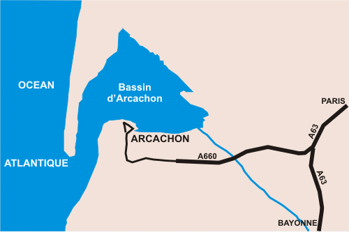 Map of the Bassin d'Arcachon Map of the Bassin d'Arcachon